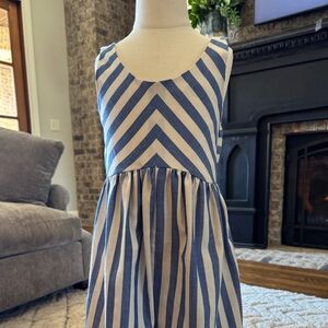 Bonnie Jean Blue and White Striped Cropped Romper